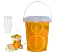 Mini Drink Buckets with Lids and Straws, 18/26/35oz Reusable Clear Plastic Bucket Cups for Drinks, Suitable for Outdoor Beverage Packaging Pool Party (20Pack,18oz)