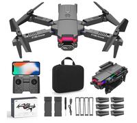 Mini drone con doppia fotocamera HD 1080P e 4K, pieghevole, WiFi FPV, luci a LED, 2 batterie - Adatto a principianti, bambini e adulti