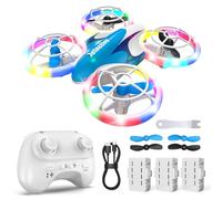 Mini drone per bambini principianti, giocattolo per aerei RC Drone con luci LED fresche, quadrocopter con capriole 3D, modalità senza testa e 3 batterie, 30 minuti di volo, regalo divertente per