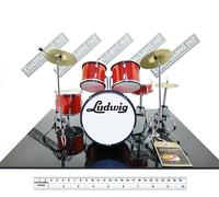 Mini Drum set LUDWIG red tribute miniature scale 1:4 rock gadget collectible kit