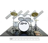 Mini Drum set LUDWIG white tribute scale 1:4 miniature collectible kit cymbals