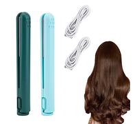 Mini Dual-Purpose Curling Iron, Mini Curling Iron, 2 in 1 Mini Hair Curler, USB Rechargeable Travel Curling Iron, Mini Dual Hair Curler (Green+Blue)