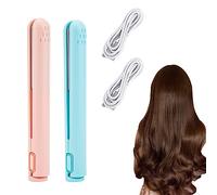 Mini Dual-Purpose Curling Iron, Mini Curling Iron, 2 in 1 Mini Hair Curler, USB Rechargeable Travel Curling Iron, Mini Dual Hair Curler (Pink+Blue)