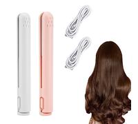 Mini Dual-Purpose Curling Iron, Mini Curling Iron, 2 in 1 Mini Hair Curler, USB Rechargeable Travel Curling Iron, Mini Dual Hair Curler (White+Pink)