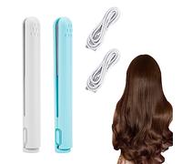 Mini Dual-Purpose Curling Iron, Mini Curling Iron, 2 in 1 Mini Hair Curler, USB Rechargeable Travel Curling Iron, Mini Dual Hair Curler (White+Blue)