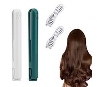Mini Dual-Purpose Curling Iron, Mini Curling Iron, 2 in 1 Mini Hair Curler, USB Rechargeable Travel Curling Iron, Mini Dual Hair Curler (White+Green)
