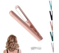 Mini Dual Purpose Curling Iron, Mini Dual Purpose Curling Iron for Short Hair, Mini Dual Curling Iron, 2-In-1 Mini Dual Purpose Curling Iron Cordless, 30 Seconds Quick Heating (Zartrosa)