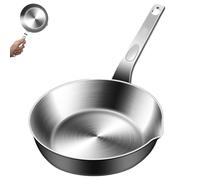 Mini Egg Pan 316 Stainless Steel, Small Frying Pan with Multi-Layer Bottom, Omelet Skillet with Spout for One Egg, Burro, Melting, Gas & Induction Compatible (L)