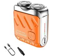 Mini Electric Shaver, Electric Razor for Men Face, Portable Suitcase Design, with 360° Floating Dual-Head, Small Steel Cannon Suspended Magnetic, Waterproof, Usb Fast Charging (Orange)