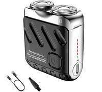 Mini Electric Shaver, Electric Razor for Men Face, Portable Suitcase Design, with 360° Floating Dual-Head, Small Steel Cannon Suspended Magnetic, Waterproof, Usb Fast Charging (Black)