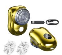 Mini Electric Shaver,Men Wet and Dry Waterproof Electric Shavers,USB Rechargeable with Led Display Versatile Shavers,Portable Razor for Travel Business Trip (Yellow, 4.4x6.5x5.6cm/1.73x2.56x2.2in)