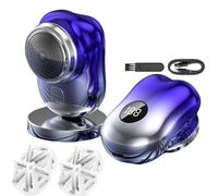 Mini Electric Shaver,Men Wet and Dry Waterproof Electric Shavers,USB Rechargeable with Led Display Versatile Shavers,Portable Razor for Travel Business Trip (Blue, 4.4x6.5x5.6cm/1.73x2.56x2.2in)