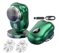 Mini Electric Shaver,Men Wet and Dry Waterproof Electric Shavers,USB Rechargeable with Led Display Versatile Shavers,Portable Razor for Travel Business Trip (Green, 4.4x6.5x5.6cm/1.73x2.56x2.2in)