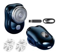 Mini Electric Shaver,Men Wet and Dry Waterproof Electric Shavers,USB Rechargeable with Led Display Versatile Shavers,Portable Razor for Travel Business Trip (Dark blue, 4.4x6.5x5.6cm/1.73x2.56x2.2in)