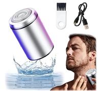 Mini Electric Shaver, Portable Mini Electric Shaver, Pocket Size Electric Razor for Men, USB Rechargeable Waterproof Electric Razor, Wet Dry Shavers for Home, Car, Trave, Office (Silver)