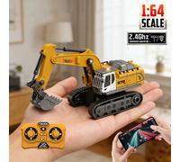 Mini escavatore telecomandato lega metallica scala 1:64 modello veicolo cantiere simulazione professionale miglior regalo per bambini