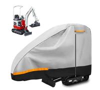 Mini escavatore telo di copertura per escavatore 10-15HP 300D con cotone, impermeabile, con porta con cerniera e strisce riflettenti L110 × W26 × H66 in (grigio e nero)