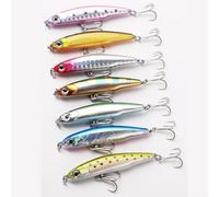 Mini esche da pesca a forma di pesciolino affondante, 5 pezzi, con occhi di pesce 3D, perfette per attirare trote, spigole e altri pesci d'acqua dolce (75 mm)