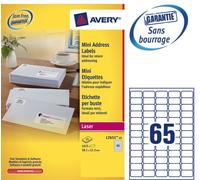 Etichetta adesiva L7651 - permanente - 38,1x21,2 mm - 65 etichette per foglio - bianco - Avery - conf. 25 fogli A4