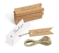 Mini etichette di ringraziamento, 200 pezzi, etichette di carta regalo di ringraziamento con cordino, 7 x 2 cm, etichette di carta da appendere per bomboniere di nozze