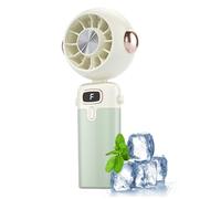 Mini Fan, Folding Ventilator, Portable Cooler, White Compact Size, Rechargeable Handheld Device, Adjustable Quiet Airflow Control, Summer Travel Outdoor Desk Beach Car Baby Use