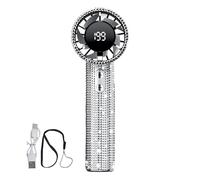 Mini Fan portatile - Fan silenzioso | ventilatore portatile | Firming a mano ricaricabile al display di controversie digitali con strass 199 velocità per sport pique desktop