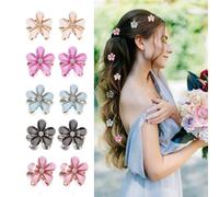 Mini Fermagli Capelli con Fiori, 10 pezzi Mini fermagli per capelli con diamanti per capelli Eleganti Piccole Mollette Fiori Mollette con Perle con Fiore per le ragazze signore foto(5 colori)