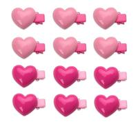 Mini fermagli per capelli a forma di cuore, per San Valentino, graziosi, per frangia in metallo antiscivolo, 12 forcine per capelli rosa, accessori per capelli per ragazze e feste