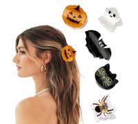 Mini fermagli per capelli per Halloween, 10 pezzi, simpatiche a zucca, fantasma, ragno, pipistrello, piccoli fermagli per capelli spettrali, accessori per capelli di Halloween, per ragazze e donne