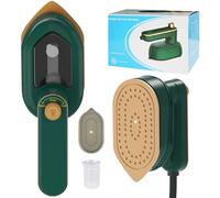 Mini ferro, 2 in 1, orientabile a 180°, pieghevole, portatile, per abbigliamento, ferro da stiro, piastra a vapore per famiglia, hotel, viaggi di lavoro, college (verde)
