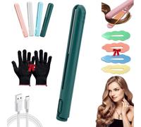 Mini Ferro Arricciacapelli A Doppio Scopo,Ferro Arricciacapelli Cozy Home,Upgrade 2-In-1 Ferro Arricciacapelli E Piastra,Mini Raddrizzatore Portatile Per Capelli, Per Tutti I Tipi (Verde)