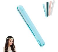 Mini ferro arricciacapelli a doppio scopo, piastra per capelli e bigodino 2 in 1, ferro arricciacapelli portatile senza fili per donne, mini ferro arricciacapelli USB a doppio scopo (blu)