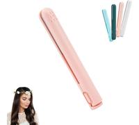Mini ferro arricciacapelli a doppio scopo, piastra per capelli e bigodino 2 in 1, ferro arricciacapelli portatile senza fili da viaggio per donne, mini ferro arricciacapelli USB a doppio scopo (rosa)