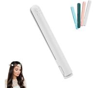 Mini ferro arricciacapelli a doppio scopo, piastra per capelli e bigodino 2 in 1, senza fili, portatile, da viaggio, per donne, mini ferro arricciacapelli USB a doppio scopo (bianco)