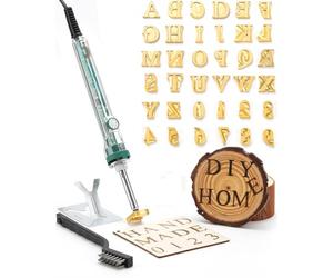 Mini ferro da stiro elettrico con lettere e numeri, 60 W, per fai da te, cappelli in pelle, barbecue, pane (36 pezzi, lettere e numeri da 1,9 cm)