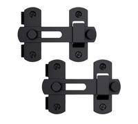 Mini Fibbia Di Bloccaggio Piatta E Ad Angolo Retto, 2 Set Di Chiavistelli For Porte Scorrevoli In Acciaio Inossidabile, Gancio For Porta Del Fienile(4-inch flat black)