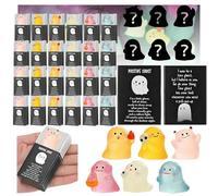 Mini figure fantasma che si illuminano al buio con scatola, 2025 nuove figure di fantasmi di Halloween con scatola, statuette in miniatura in resina con biglietti di ringraziamento, per bomboniere di