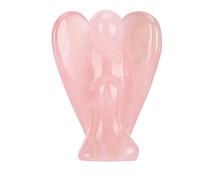 Mini Figurina di Angelo di Cristallo, 38mm Statua di Angelo Custode Cristallo Intagliato a Mano Naturale Piccola Statua di Preghiera Reiki per Amore e Pace(Rosa)