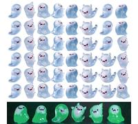 Mini figurine fantasma, 60pcs da 1 pollice in resina nel buio Halloween Figurine fantasma, ornamenti luminosi piccoli fantasmi per decorazioni per la casa del giardino delle fate per micro paesaggi (