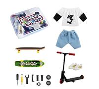 Mini Finger Skateboard Set - Improve Coordination , Creativity | Complete Finger Toys With Pants Shoes Tools | For Kids Teens Who Love Skateboarding, Includes Alloy Scooter, Disassembly Kit, Soft Ru