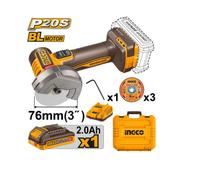 INGCO Trapano Avvitatore + Smerigliatrice 20V + 2 Batteria, Caricatore + Valigia