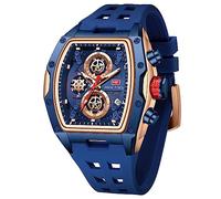 Mini Focus - Orologio da polso da uomo, unico e casual, cronografo, impermeabile, luminoso, calendario, 24 ore, cinturino in silicone, alla moda, Blu_Dorato, Lusso, casual