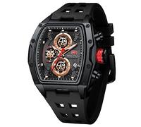 Mini Focus - Orologio da polso da uomo, unico e casual, cronografo, impermeabile, luminoso, calendario, 24 ore, cinturino in silicone, alla moda, Tutto_Nero, Lusso, casual