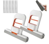 Mini Foldable Desktop Mop, Portable Mini Mop for Small Spaces, Wet and Dry Use Cleaning System, Suit for Kitchen Countertops Glass Bathroom Car Interior (2 Orange + 5 Heads)