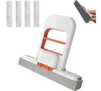 Mini Foldable Desktop Mop, Portable Mini Mop for Small Spaces, Wet and Dry Use Cleaning System, Suit for Kitchen Countertops Glass Bathroom Car Interior (1 Orange + 5 Heads)