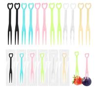 Mini forchette da frutta, Riutilizzabili 200 pezzi Colore stuzzicadenti per bambini,Trasparenti a Forma di Cuore Forchette,per torte e dolci, mini spiedini,stuzzicadenti, adulti, dessert, frutta, past