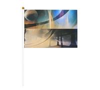 Mini foresta magica, bandiere esterne del paesaggio planetario su bastone, 14 x 20,8 cm, piccole bandiere USA per esterni, decorazioni del 4 luglio, decorazione patriottica, asta per bandiera