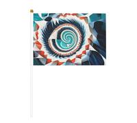 Mini forme biologiche colorate in bandiere Op Art su bastone - 14 x 20,8 cm piccole bandiere USA per esterni, decorazioni 4 luglio, decorazione patriottica, asta per bandiera portatile, bandiere