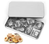 Mini Formine per Biscotti, 30 Piccole Formine per Biscotti in Acciaio Inossidabile, Formine Per Biscotti Geometriche, Formine A Forma Di Cuore Esagonale con Fiori A Stella per Cuocere Torte Fondente