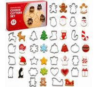 Mini formine per biscotti di Natale, 22 formine per biscotti di Natale, in acciaio inox, per pan di zenzero, albero, fiocco di neve, bastoncino di zucchero, Babbo Natale, pupazzo di neve, renna,